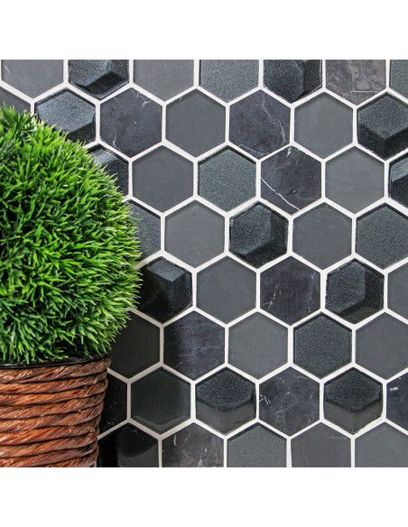 Svart Hexagon Mosaik 3D | Ekosten.se