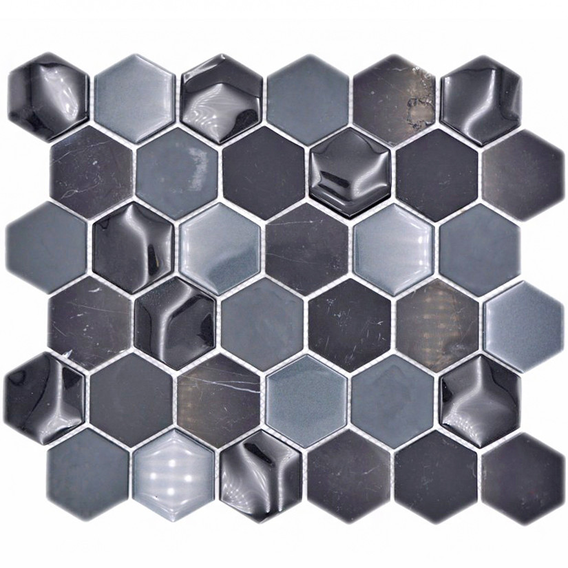 Svart Hexagon Mosaik 3D | Ekosten.se