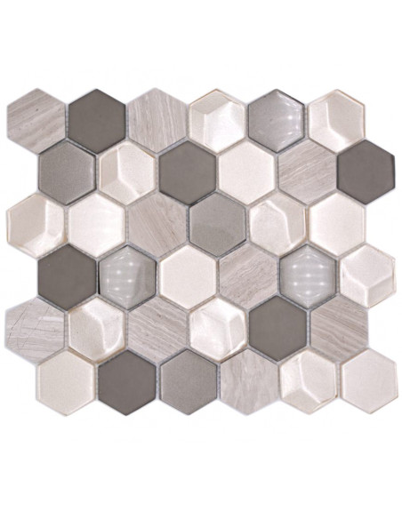 Ljusgrå Hexagon Mosaik 3D | Ekosten.se