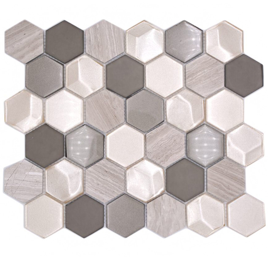 Ljusgrå Hexagon Mosaik 3D | Ekosten.se
