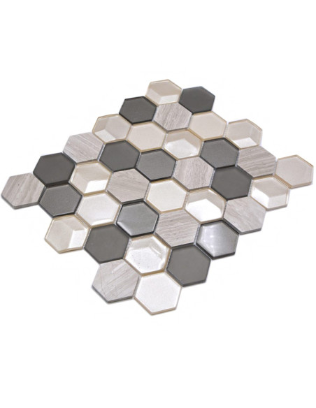 Ljusgrå Hexagon Mosaik 3D | Ekosten.se