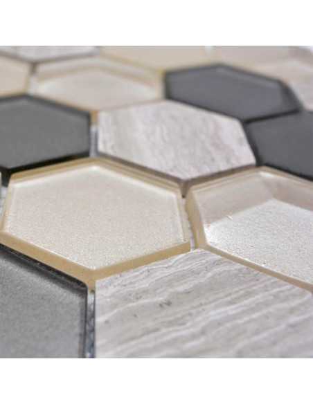 Ljusgrå Hexagon Mosaik 3D | Ekosten.se