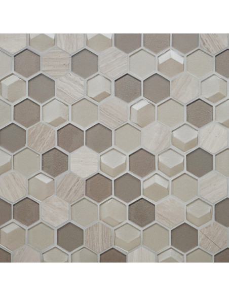 Ljusgrå Hexagon Mosaik 3D | Ekosten.se