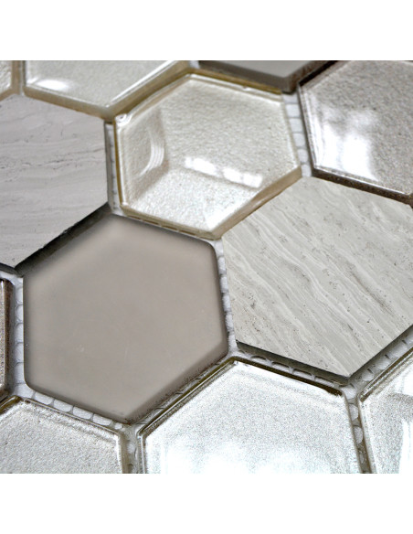 Ljusgrå Hexagon Mosaik 3D | Ekosten.se