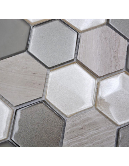 Ljusgrå Hexagon Mosaik 3D | Ekosten.se