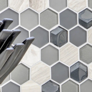 Ljusgrå Hexagon Mosaik 3D | Ekosten.se