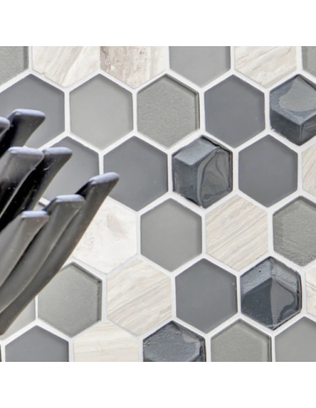 Ljusgrå Hexagon Mosaik 3D | Ekosten.se