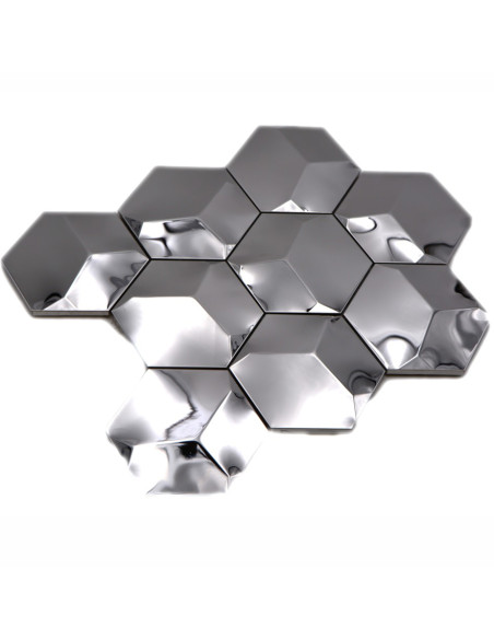 Silver Hexagon Metallmosaik Blank | Ekosten.se