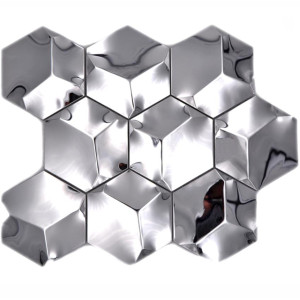 Silver Hexagon Metallmosaik Blank | Ekosten.se