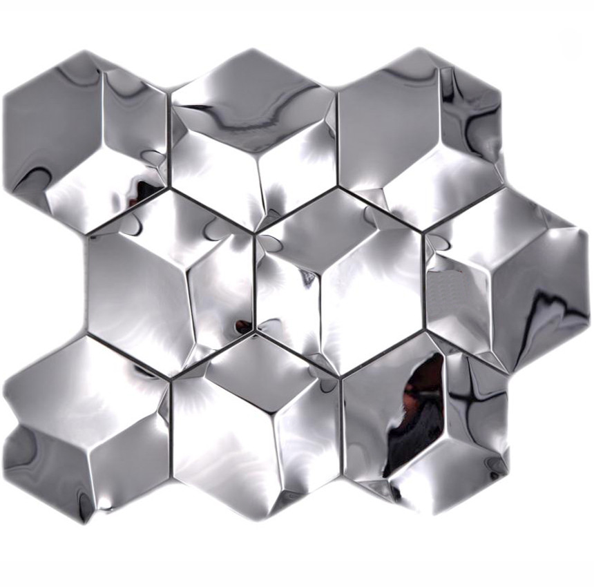 Silver Hexagon Metallmosaik Blank | Ekosten.se