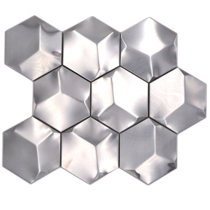 Silver Hexagon Metallmosaik Matt | Ekosten.se