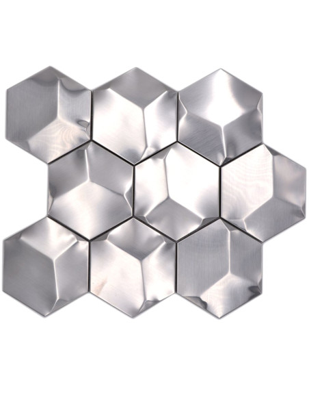 Silver Hexagon Metallmosaik Matt | Ekosten.se