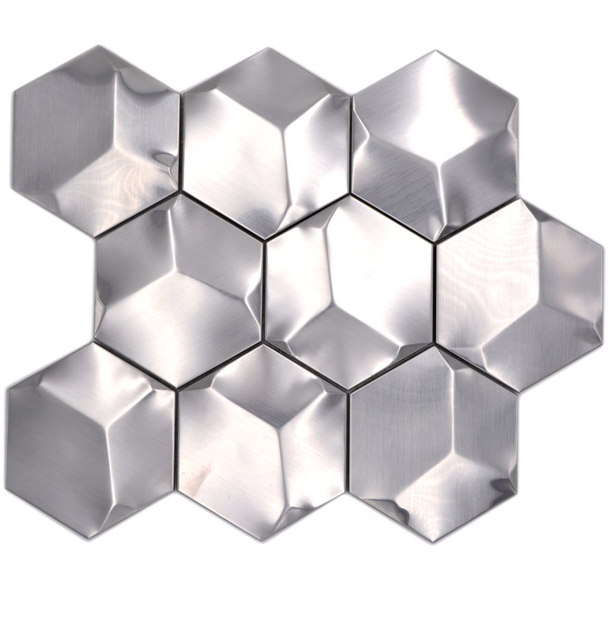 Silver Hexagon Metallmosaik Matt | Ekosten.se