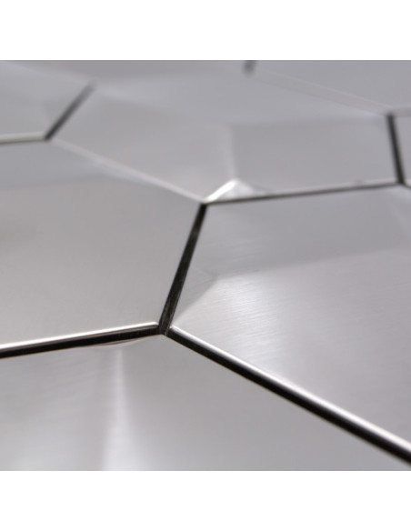 Silver Hexagon Metallmosaik Matt | Ekosten.se