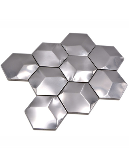 Silver Hexagon Metallmosaik Matt | Ekosten.se