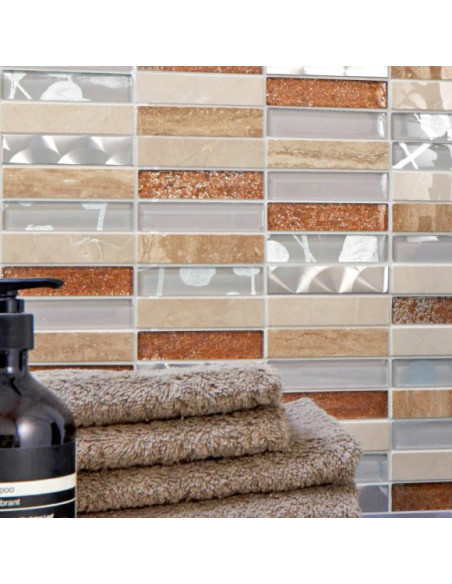 Stavmosaik Kristall Metall Beige | Ekosten.se