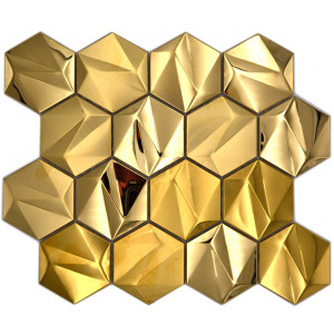 Metallmosaik Hexagon Guld | Ekosten.se