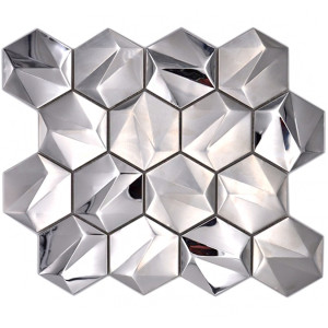 Metallmosaik Hexagon Silver Titanum | Ekosten.se