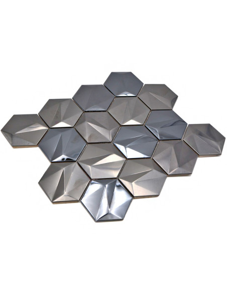 Metallmosaik Hexagon Platina | Ekosten.se