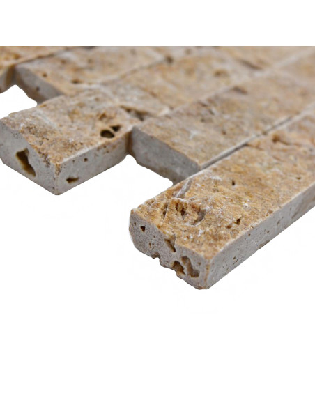 Natursten Mosaik Travertin Noce Splitface | Ekosten.se
