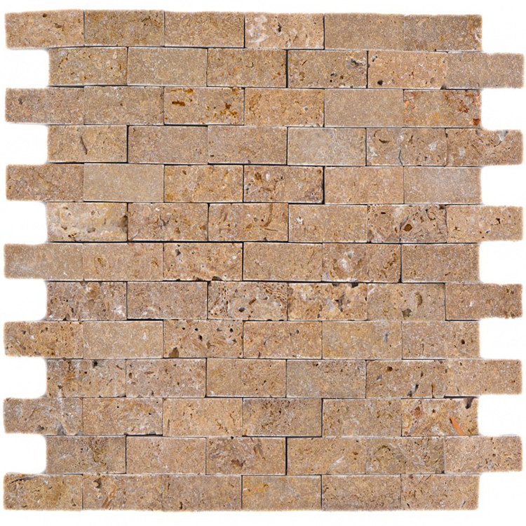 Natursten Mosaik Travertin Noce Splitface | Ekosten.se