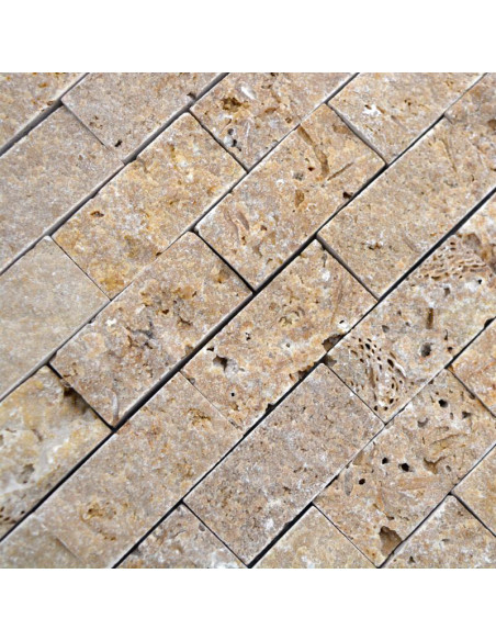 Natursten Mosaik Travertin Noce Splitface | Ekosten.se