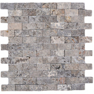 Natursten Mosaik Silver Travertin Splitface  | Ekosten.se