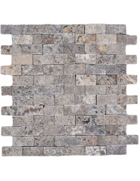Natursten Mosaik Silver Travertin Splitface  | Ekosten.se