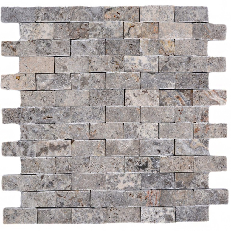 Natursten Mosaik Silver Travertin Splitface  | Ekosten.se