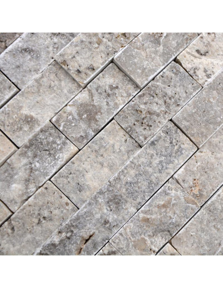 Natursten Mosaik Silver Travertin Splitface  | Ekosten.se