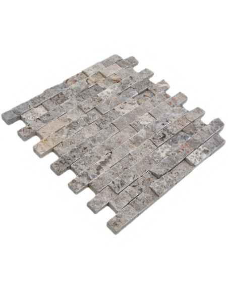 Natursten Mosaik Silver Travertin Splitface  | Ekosten.se