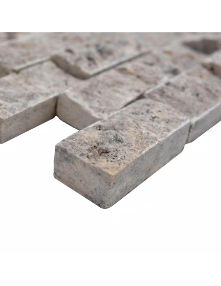 Natursten Mosaik Silver Travertin Splitface  | Ekosten.se