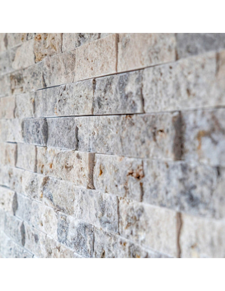 Natursten Mosaik Silver Travertin Splitface  | Ekosten.se