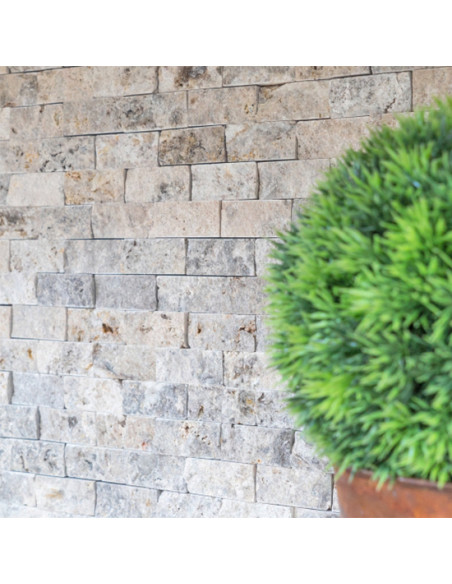 Natursten Mosaik Silver Travertin Splitface  | Ekosten.se