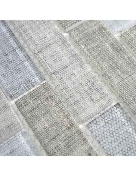 Stavmosaik Ecoglas Kristall Textil Grå | Ekosten.se