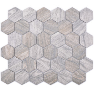 Hexagon Klinker Mosaik Trä Optik Grå | Ekosten.se