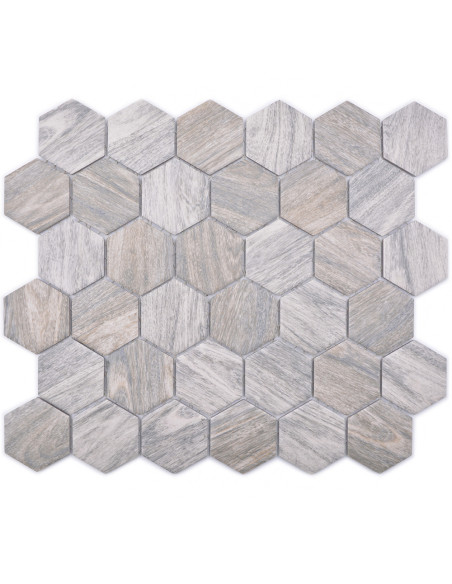 Hexagon Klinker Mosaik Trä Optik Grå | Ekosten.se