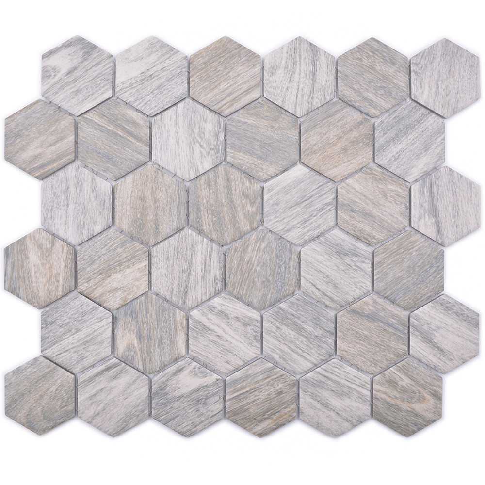 Hexagon Klinker Mosaik Trä Optik Grå | Ekosten.se