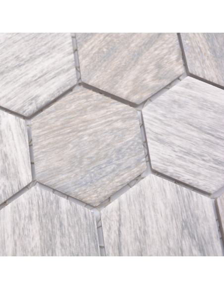 Hexagon Klinker Mosaik Trä Optik Grå | Ekosten.se
