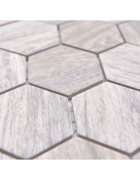 Hexagon Klinker Mosaik Trä Optik Grå | Ekosten.se