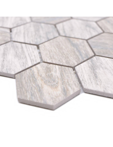 Hexagon Klinker Mosaik Trä Optik Grå | Ekosten.se