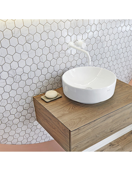 Vit Hexagon Keramik Mosaik Carrara Blank | Ekosten.se