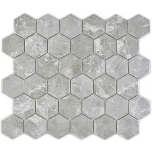 Grå Hexagon Keramik Mosaik Marmor Blank | Ekosten.se
