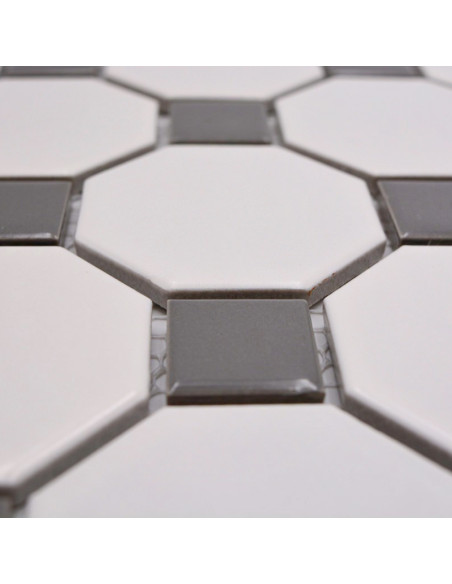 Oktagon Keramik Mosaik Vit Grå | Ekosten.se