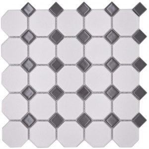 Oktagon Keramik Mosaik Vit Grå | Ekosten.se