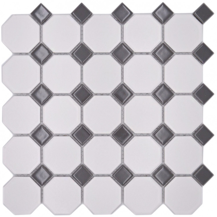 Oktagon Keramik Mosaik Vit Grå | Ekosten.se
