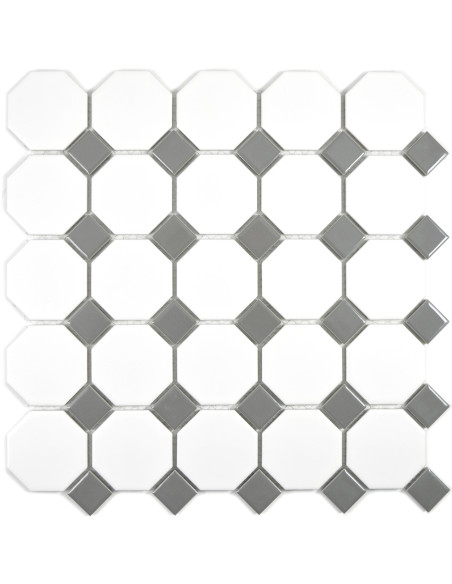 Oktagon Keramik Mosaik Vit Grå | Ekosten.se