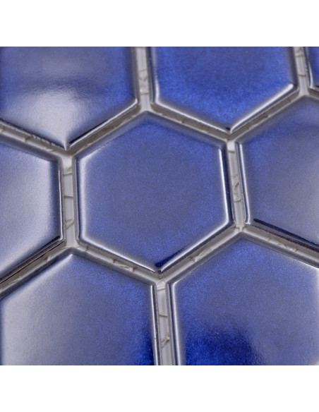 Hexagon Mosaik Kobolt Blå Blank | Ekosten.se