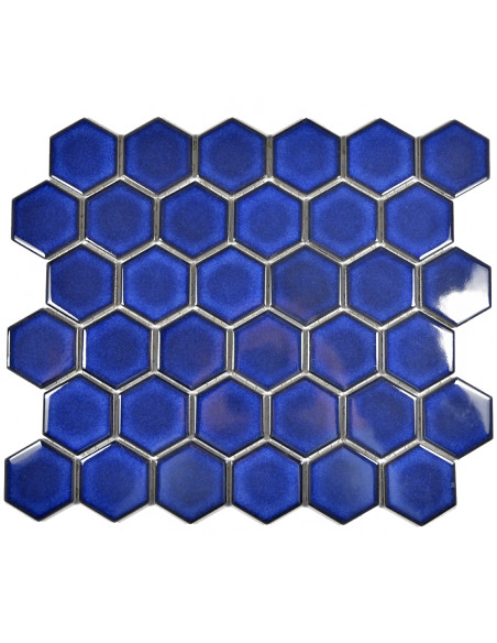 Hexagon Mosaik Kobolt Blå Blank | Ekosten.se