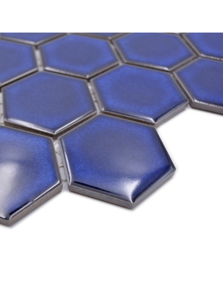 Hexagon Mosaik Kobolt Blå Blank | Ekosten.se